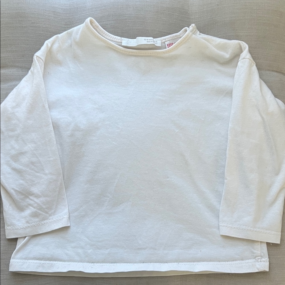 Zara Kids' Long Sleeve Basic Tee - White